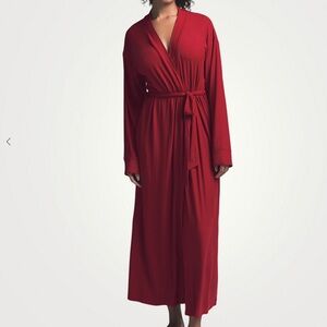 SKIMS Soft Lounge Long Robe | Brick Red | Size XS